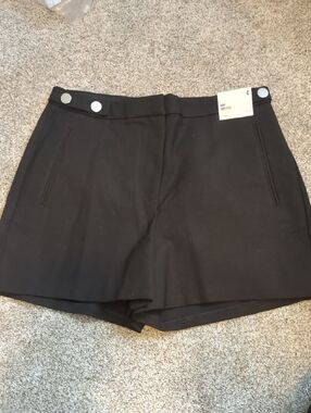 Express Black High Waist Button Detail Shorts